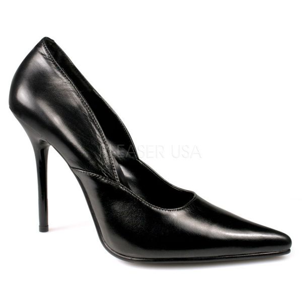 MILAN-01 Klassische Pumps mit Stiletto-Absatz in schwarz Leder